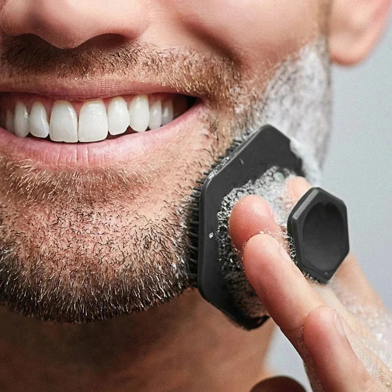 Men'S Beard Grooming - シリコン製フェイシャルクレンジングブラシ、ミニチュアフェイスディープクリーンシェーブマッサージブラシ、男性用フェイススクラブブラシ、フェイスクリーナー