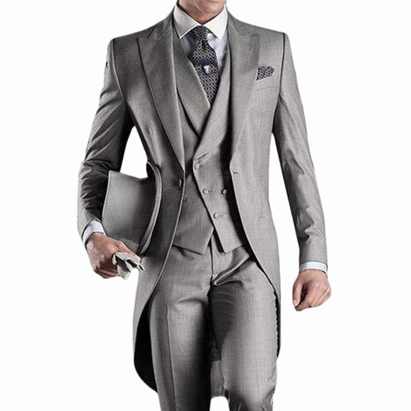 X Men Grooming - 最新のフォーマルウェディングメンズスーツ ロングブレザー 3ピース グルームタキシード クラシックプロムパーティー 男性用スーツ