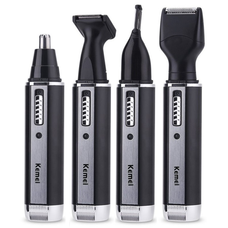 Men'S Grooming Set - 男性用充電式鼻毛トリマー,顔,体,あごひげ,眉毛,耳掃除機,グルーミング,シェーバーセット,Keme-4in個
