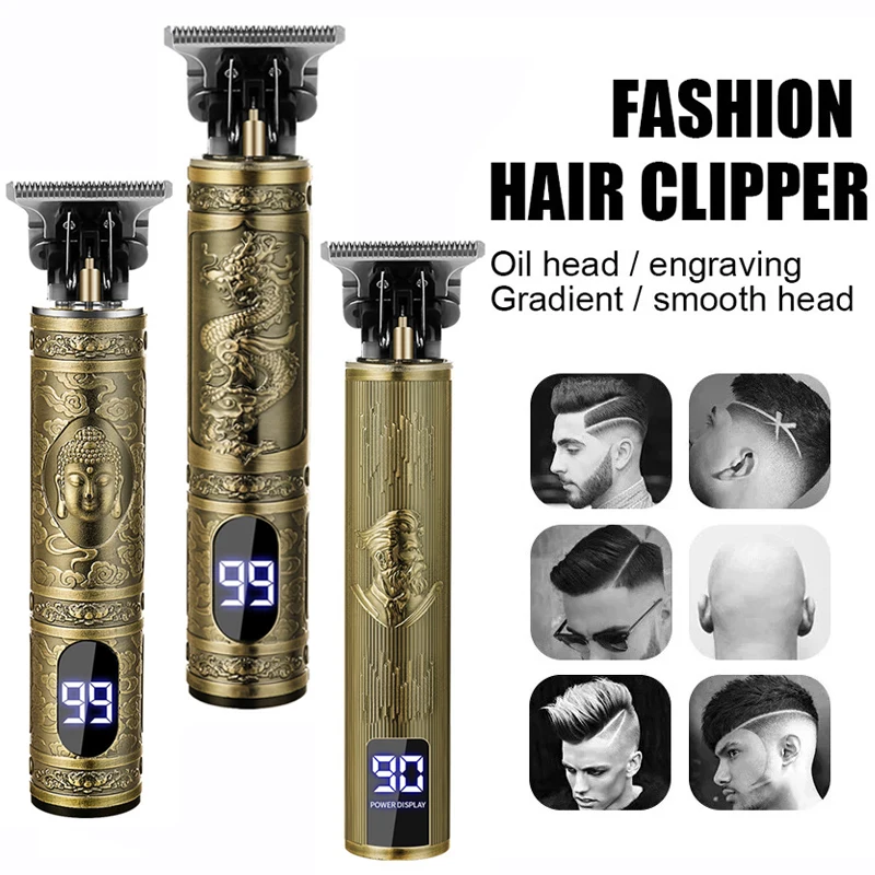 Mens Grooming Barber - T9 メンズグルーミングキット コードレスバリカン 電気シェーバー USB急速充電 ヴィンテージバーバートリマー