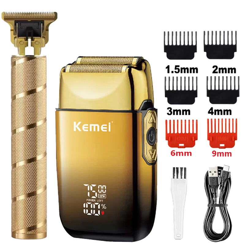 Mens Grooming Barber - Kemei KM-TX10 T9 ヘアトリマー 電気シェーバー フォイルシェーバー
