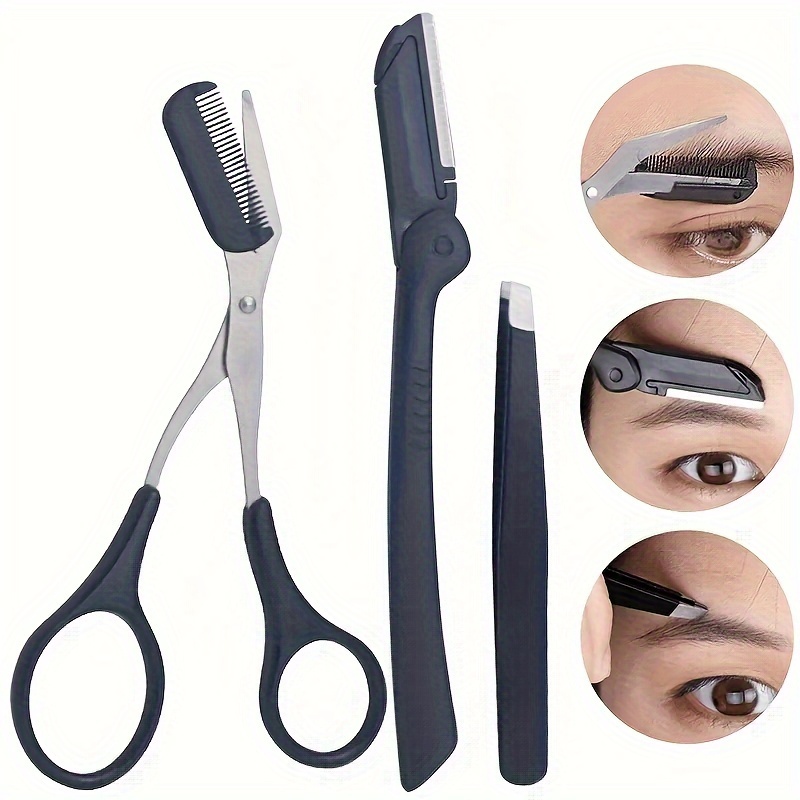 Men'S Grooming Tool - 3個セット眉毛キット 女性と男性用 ステンレス製眉毛グルーミングセット 眉毛コーム、眉毛トリマーツールを含む