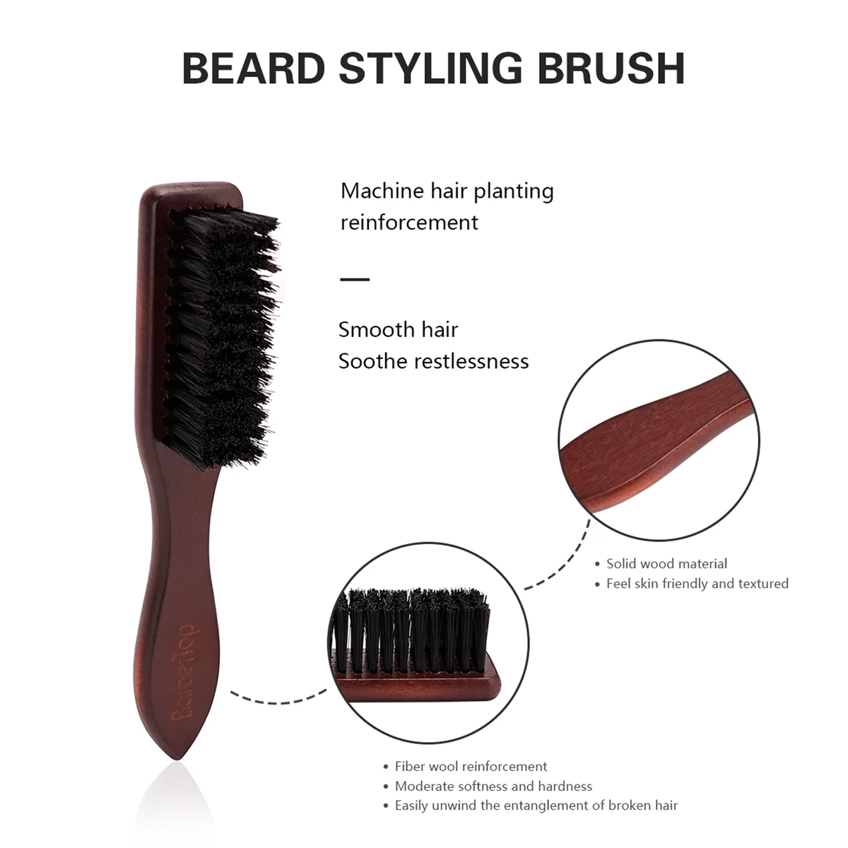 理髪店木製ハンドル猪毛ひげブラシ軟毛クリーニングブラシ壊れ毛 - Men'S Beard Grooming のレビューと価格
