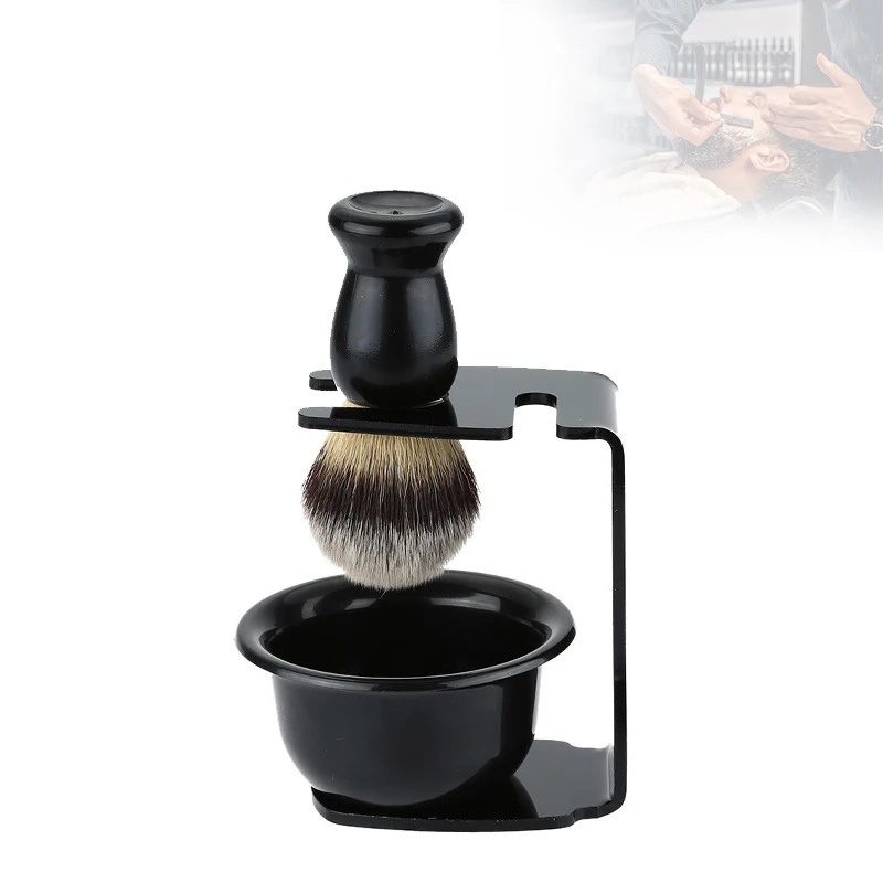 シェービングブラシとアクリルスタンド付きボウル ブラック メ - Mens Grooming Barber のレビューと価格