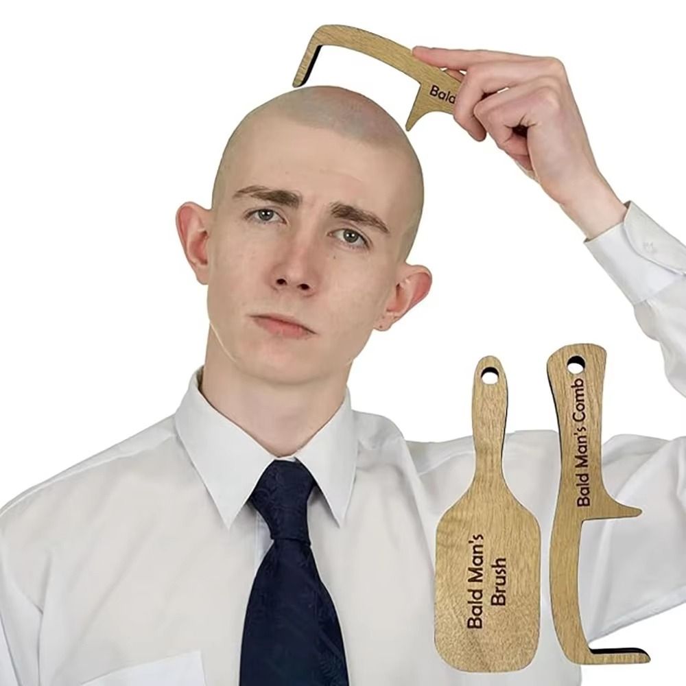 木製コーム 薄毛男性用コーム 面白い形の傷つきにくいヘアバッ - Men'S Grooming Tool のレビューと価格